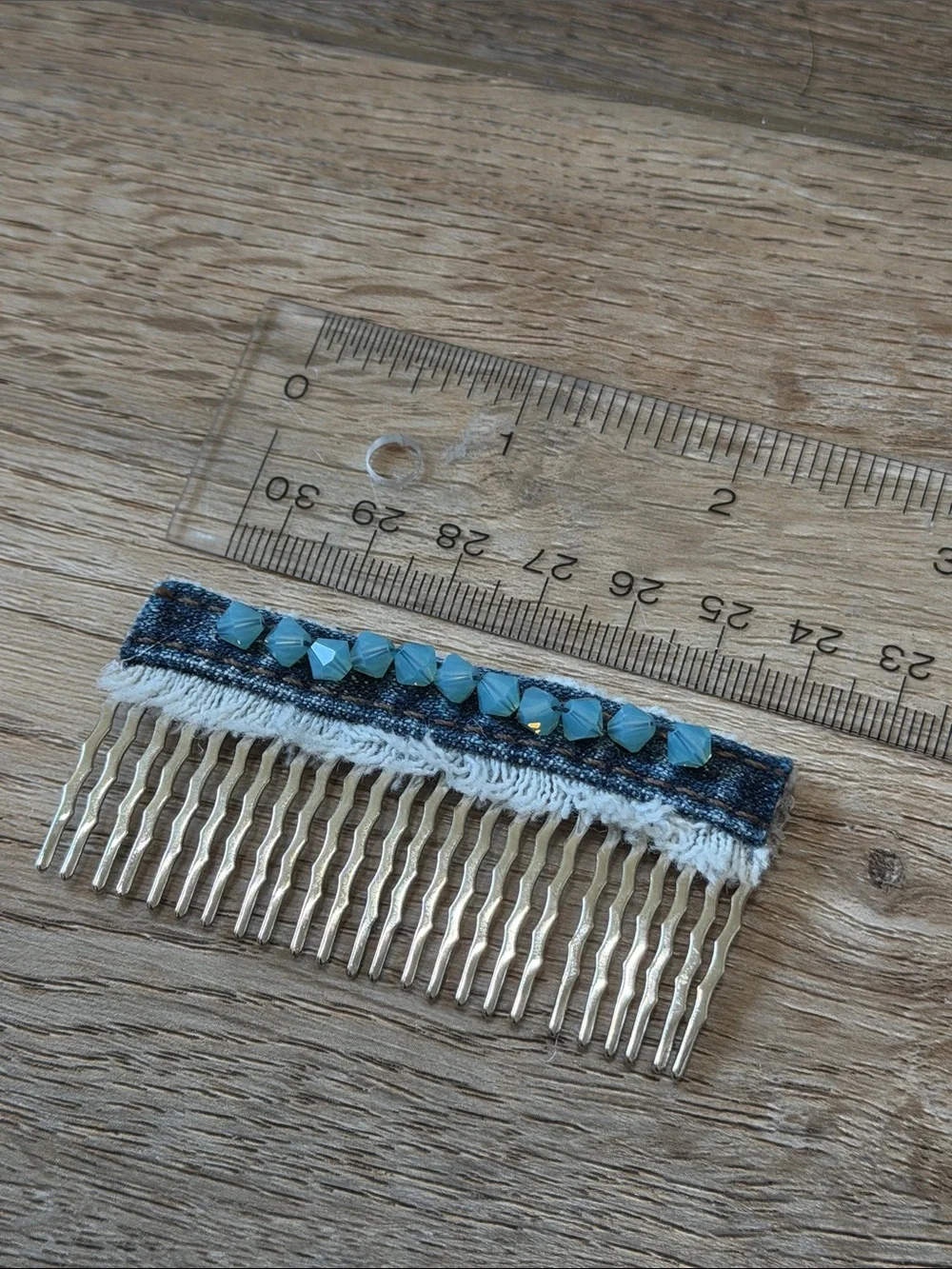 Teal Beaded Hair Comb - Decorative Women’s Hair Accessory